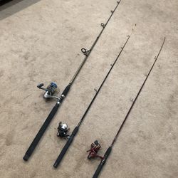 Fishing Time! 3 fishing poles: as a set all three for $125 or purchase separately see description - firm on prices