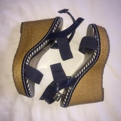 Charles David Tapia Navy Wedges Size 8