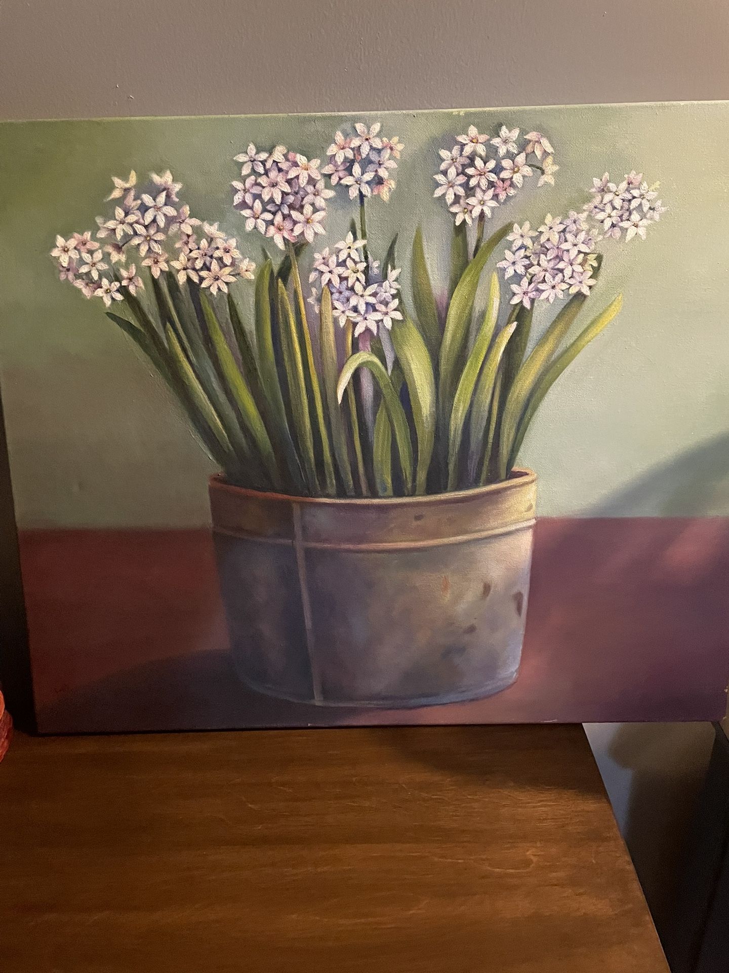 Oil Painting Of Lilly white flowers