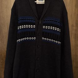 Urban Pipeline Men’s Charcoal Black Embroidered Shawl Collar Grandpa Cardigan, size XXL