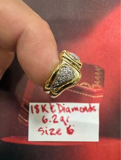 18K Solid Gold Diamonds 💎 Ring For Wedding 6.2Gr Size 6