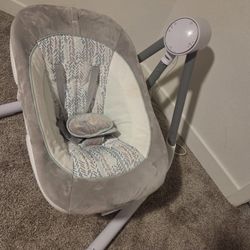 Ingenuity Anyway Sway Vibrating Portable Infant Baby Swing Spruce, Blue