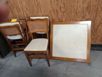 Leg-O-Matic Mid-Century Folding Card Table With Chairs