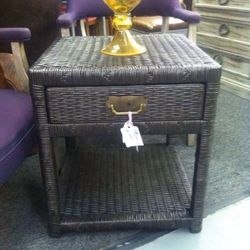 End table Wicker And Solid Wood