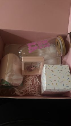 Pink birthday Gift Box Set with Glass Cup and Keychain