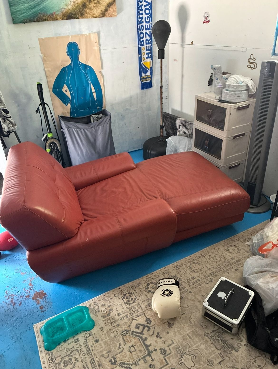 Orange Leather Chaise Lounge