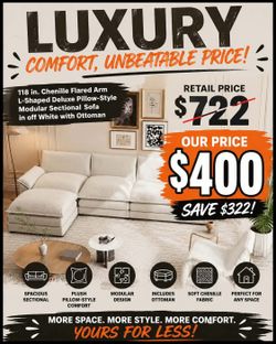 118in Chanille L-Shaped Sectional Sofa