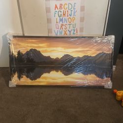 Art Painting Of The Sun Set In The Mountains 