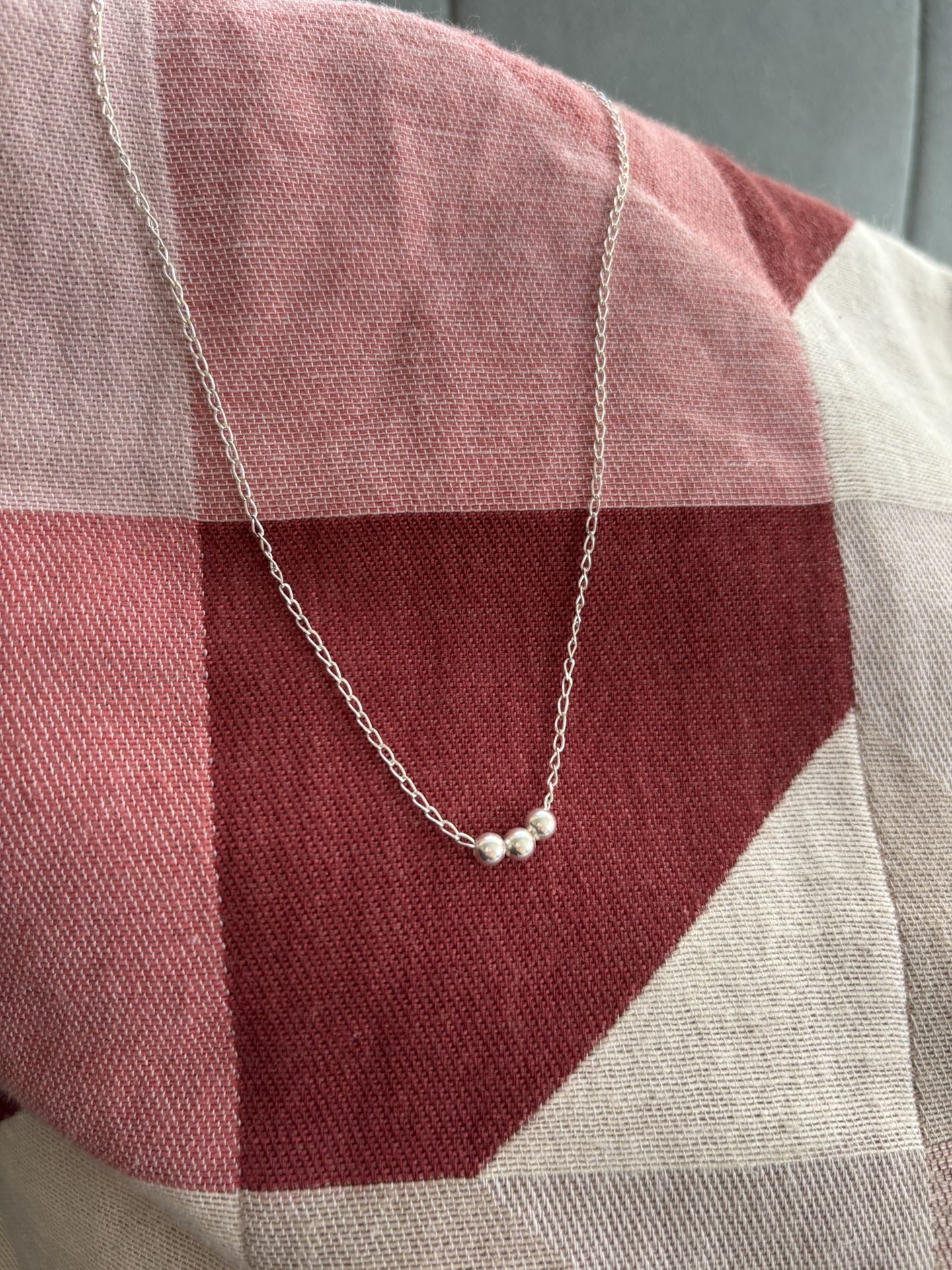 Moonlight .925 Pure Silver Necklace 3 silver stone pendant (18 inches long)  