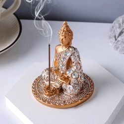 Gold-Color Buddha Statue, Meditation Decor, Zen Home Decoration