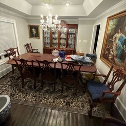 Thomasville Chippendale Mahogany Dining Table and 8 Chairs Claw & Ball Feet