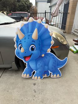 Blue Triceratops Dinosaur Yard Sign Cutout