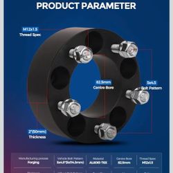 KAX 5x4.5 Wheel Spacers,2 inch 5 Lug Centric Wheel Spacers fit for Caliber, Avenger, Sebring with M12x1.5 Studs 82.5mm Hub Bore,2Pcs
