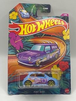 2024 Hot Wheels Fiat 500 Spring Series 1/5 Blue HVX20 New Carded
