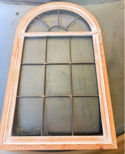 Arched Wood Frame Window Mirror