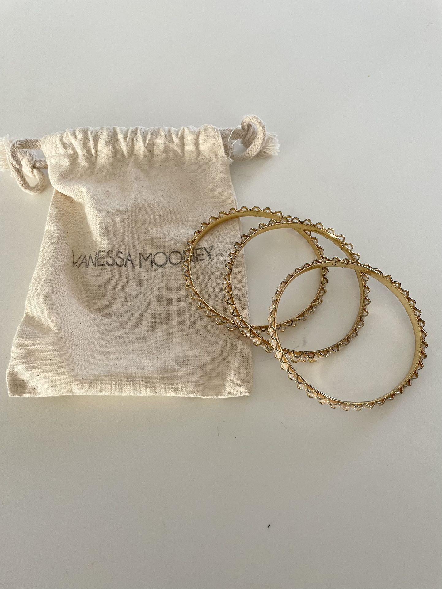 Vanessa Mooney Gold Plated Bangles Set Of 3 In Pouch