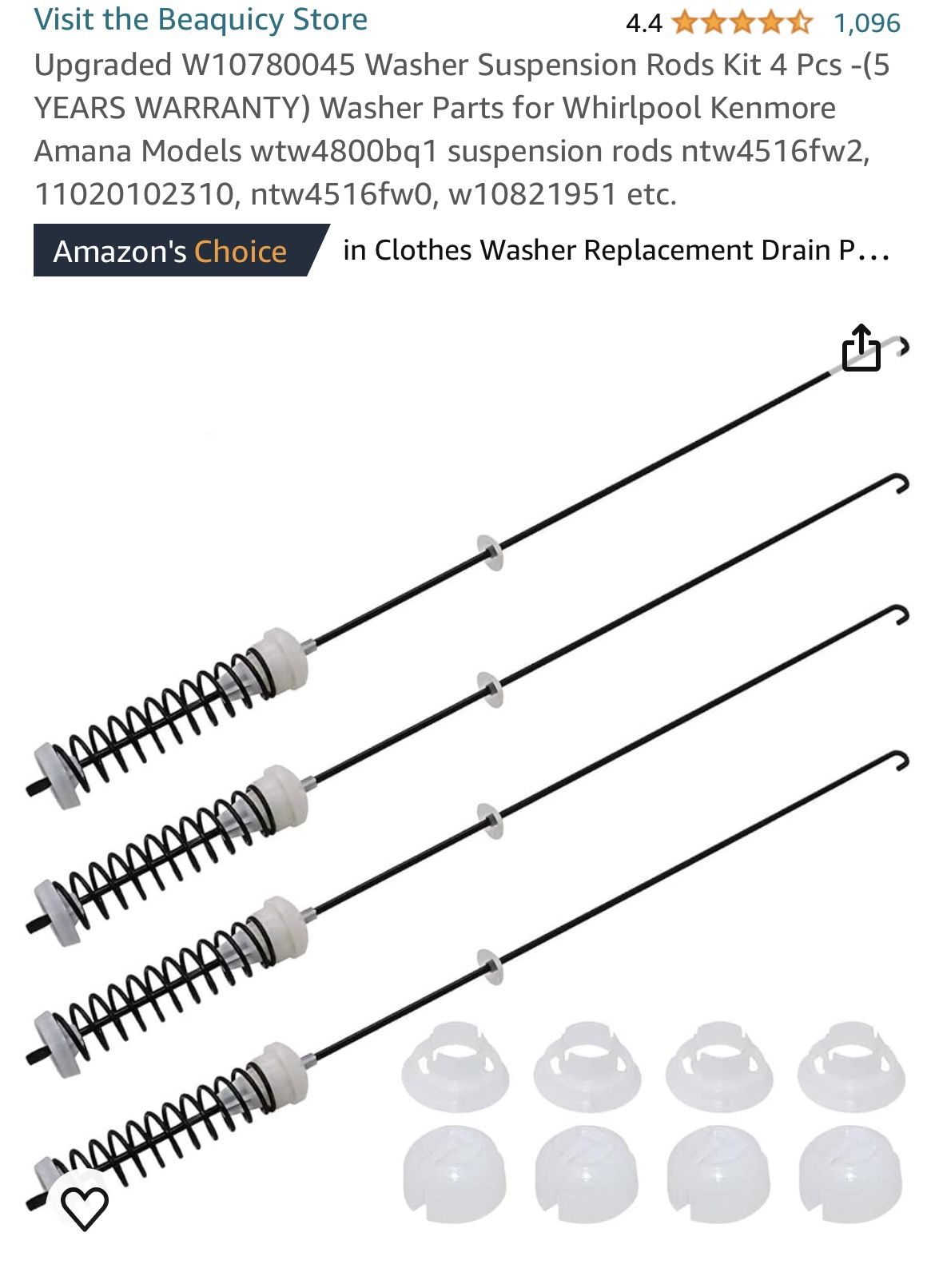 Washer Suspension Rods Kit- Whirlpool, Kenmore, Amana