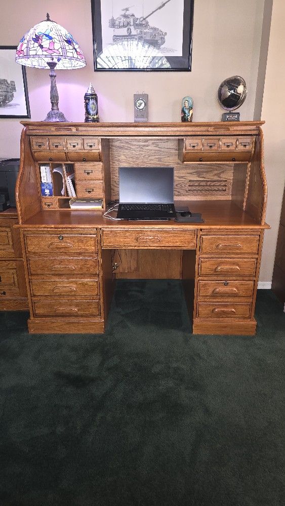 Solid Oak Rolltop Desk
