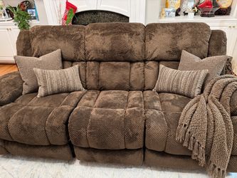 Brand new brown velvet 90" Wide 3-seater Manual Reclining Sofa With Wide Tufted Back