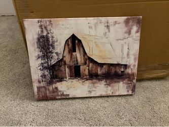 Rustic Barn Canvas Wall Art – Framed Farmhouse Wall Decor – 16” x 12”