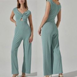 NWOT ASTR the Label Textured Cutout Flare Jumpsuit Medium Womens 