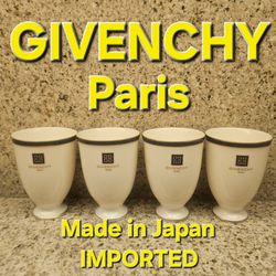 ☆ NEW Set Of Four GIVENCHY Paris Porcelain Cups  Made in Japan Shirt Jacket Sweater Tee 