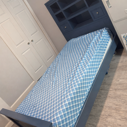 Blue Twin Bookcase Bed