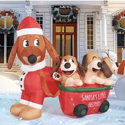 Joiedomi 5 FT Long Christmas Puppy Inflatable with Built-in LEDs, Self-Inflatable for Dachshund Blow Up Yard Decoration Xmas Party Indoor, Outdoor Yar