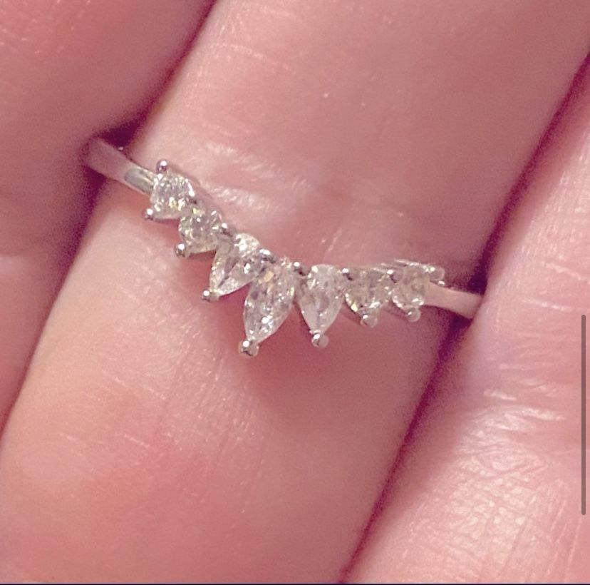 Tiara Crown Diamond Silver Ring S925 Sz 6,7,8