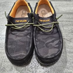 Hey Dude Wally Black Camo Kids 4/Womens 5 Logo Comfort Casual Slip On