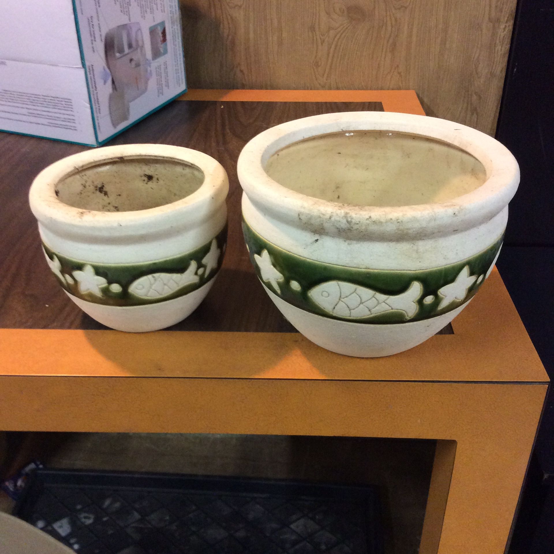 Pair lovely Plant Pots With Fish Design