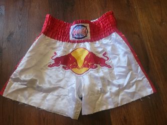 RED BULL MUY THAI BOXING SHORTS RARE SZ. LARGE