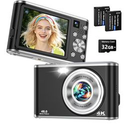 2026 Upgraded 4K Digital Camera for Photography, Dual Lens Autofocus Compact Digital Camera with 16X Zoom, Anti-Shake, Flash, 2 Batteries, 2.8" Screen