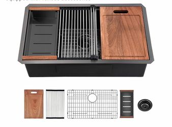 33’ Gunmetal black stainless steel kitchen sink