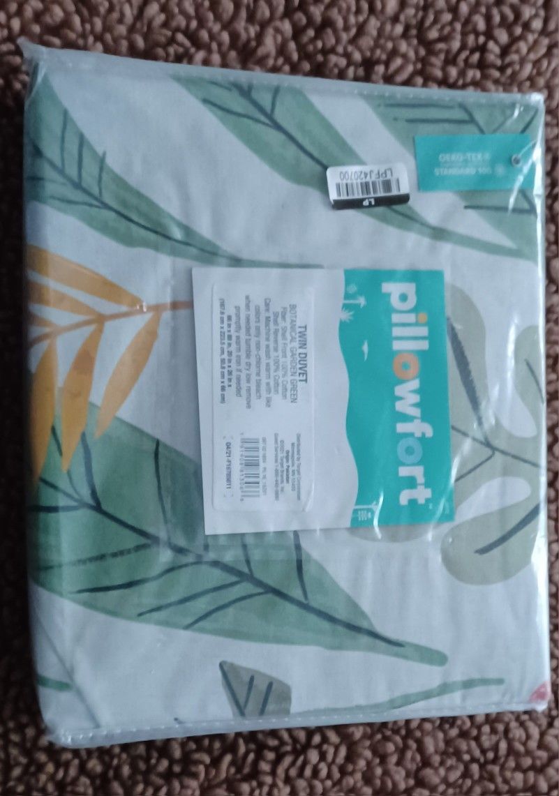 Twin Duvet Set Botanical Garden Green New 100 % Cotton