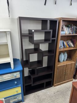 Open Back Bookcase, Decorative Geometric BookShelf
