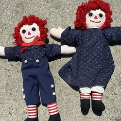 Raggedy Ann And Andy Doll Set Vintage 