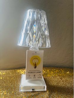 HC Home Collection Crystal Acrylic Rechargeable LED Touch Lamp Dimmable NWT