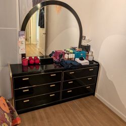 Gold black bedroom Set With mattress