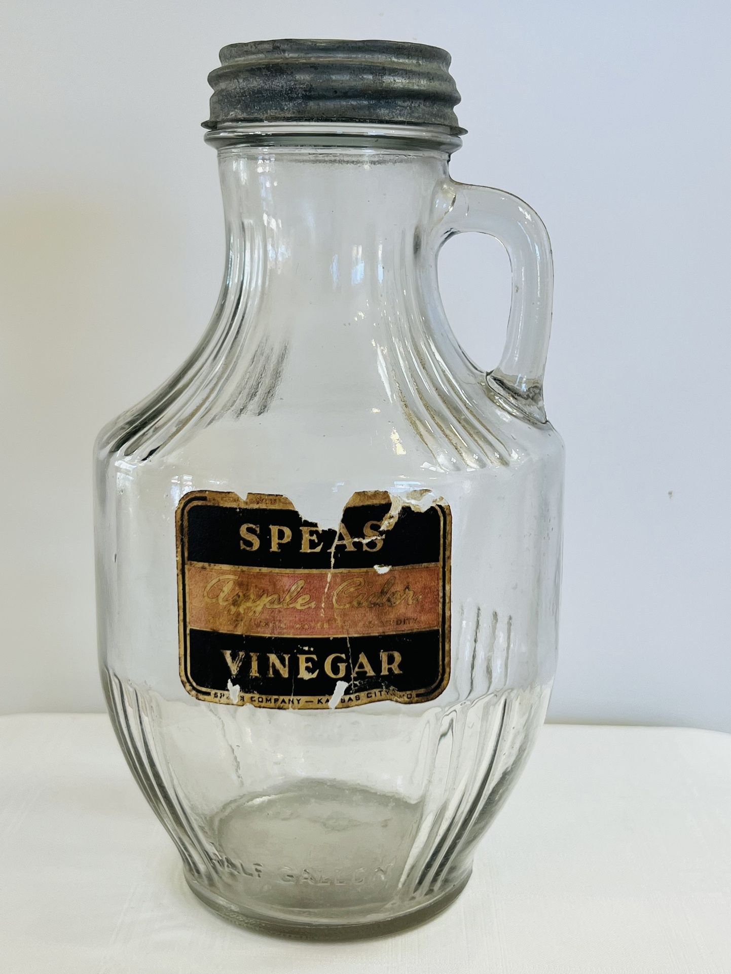 Rare Vintage Half Gallon SPEAS Apple Cider Vinegar Jar Zinc Lid