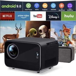 Brand New Projector 4K with Android OS 1080P Native 500 ANSI,  Smart Projector with WiFi 6 and Bluetooth, Portable Outdoor Projector Built-in Apps