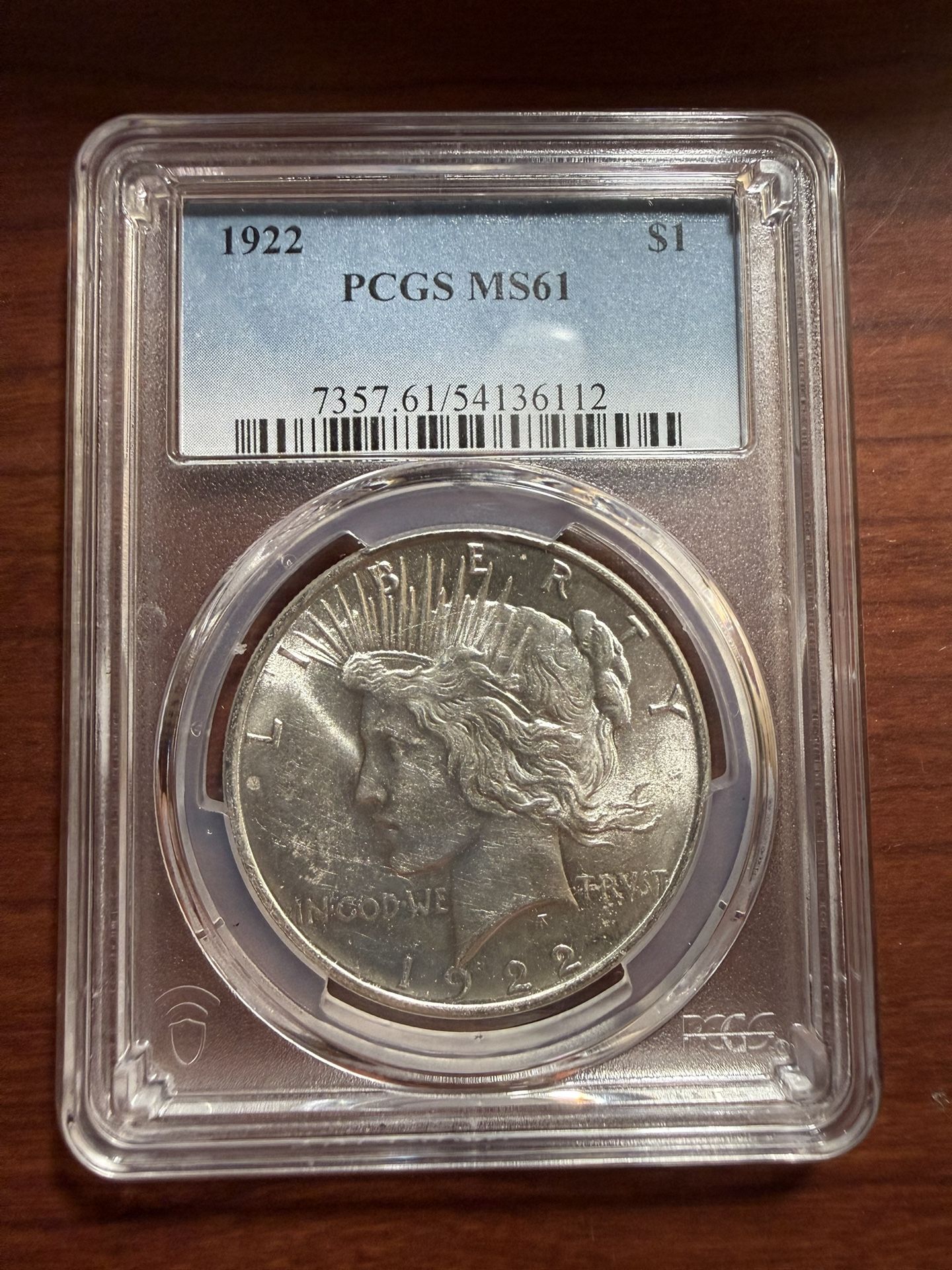 Peace Dollar 1922 MS 61 