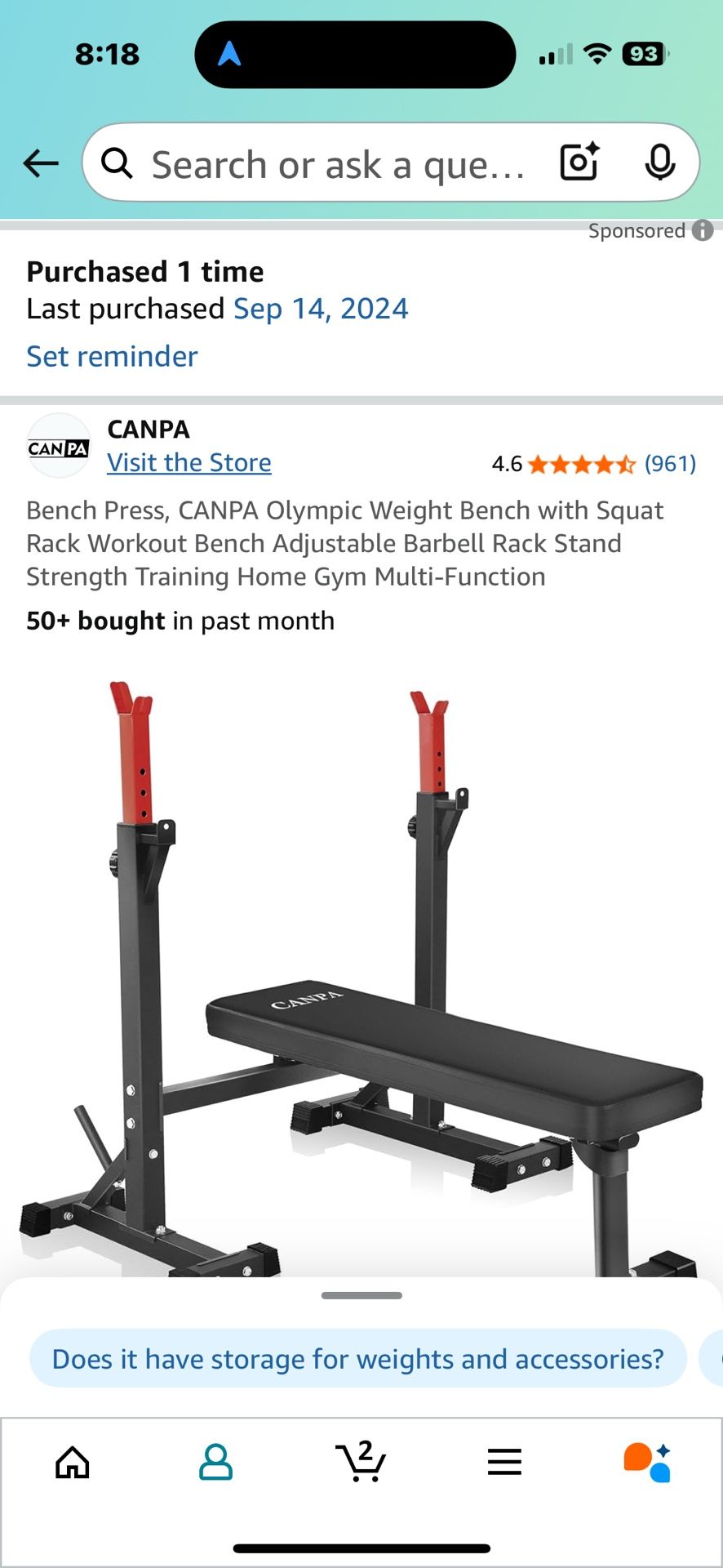 Foldable Weight Bench Squats And Chest Press