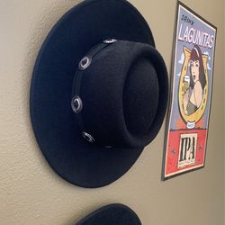 Black Concha Flat Brim Felt Hat