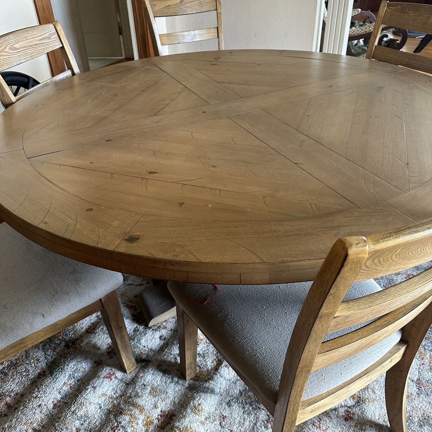 Wood dining table and chairs 