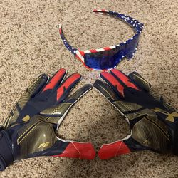 YEETZ Sunglasses and Under Armour Novelty Receiver Gloves Youth LG