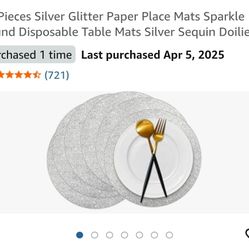 Silver Glitter Placemats