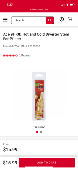 Ace faucet stem for pfister