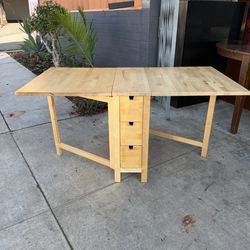 Antique solid wood expanded dining table with six drawers