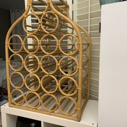 Vintage Rattan Wine Rack (h34” W24”) Perfect Condition KENDALL AREA 